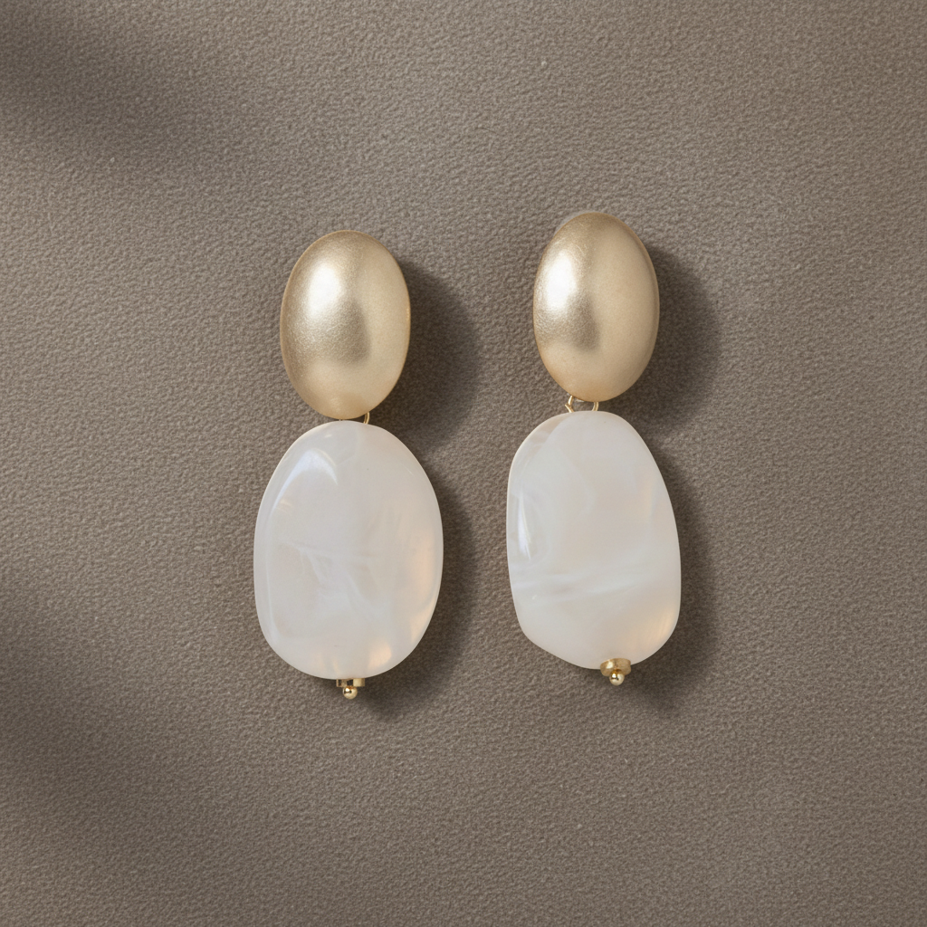 Alora Drop Earrings in gold and beige, featured in ZoharasVogue earrings