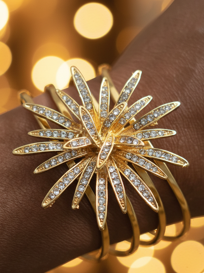 Solar Flare Hammered Brass Multi-Layer Cuff - ZOHARAS VOGUE