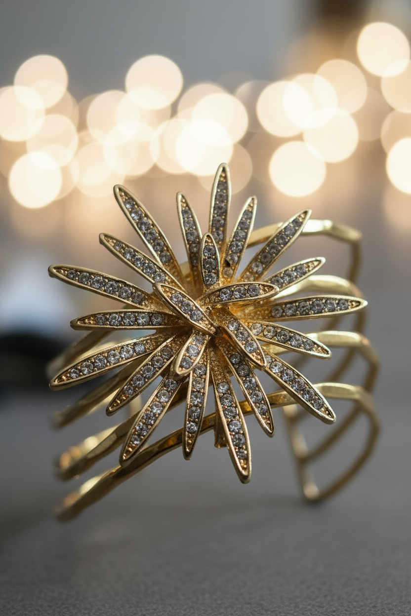 Solar Flare Hammered Brass Multi-Layer Cuff - ZOHARAS VOGUE