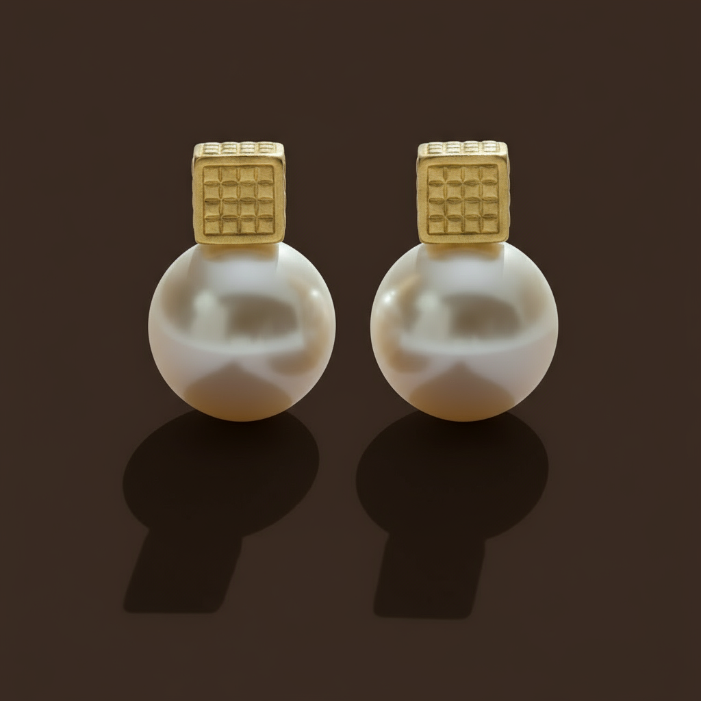 Amora Heart Pearl Earrings — 14K gold-plated heart studs with luminous pearls, handcrafted for timeless romance and modern sophistication. ZoharasVogue