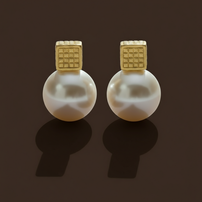 Amora Heart Pearl Earrings — 14K gold-plated heart studs with luminous pearls, handcrafted for timeless romance and modern sophistication. ZoharasVogue