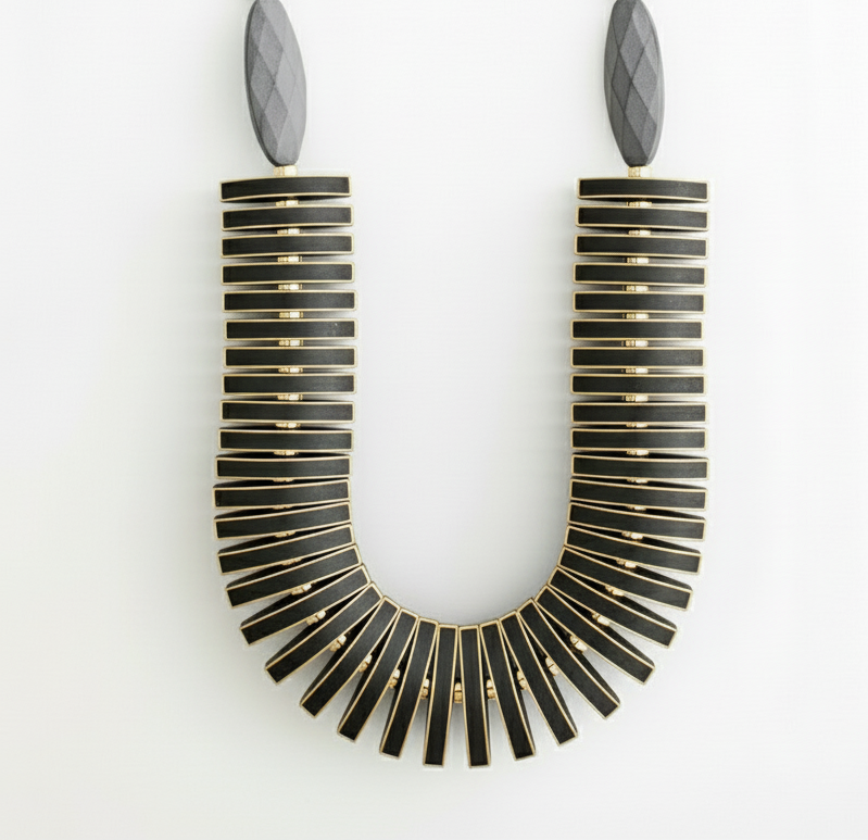 Shop the Artisan Essence Necklace — a handcrafted 21-inch statement piece made from acrylic, painted wood, and brass. Made to order in New Jersey, each necklace is uniquely one of a kind.ZoharasVogue
