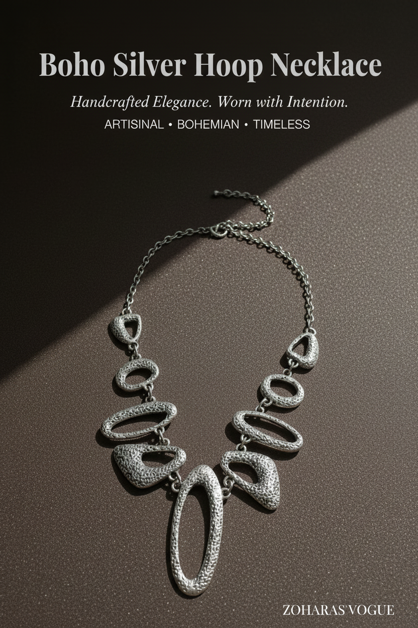 Boho Silver Hoop Necklace - ZOHARAS VOGUE