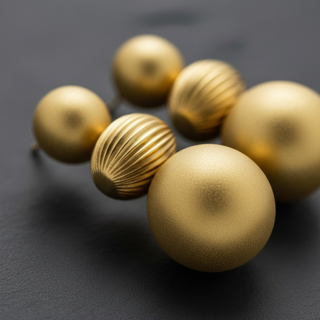 A pair of Calia Matte Sculpted Drops Earrings — geometric tiered matte gold earrings with a striped texture and sculptural form, styled for modern elegance.