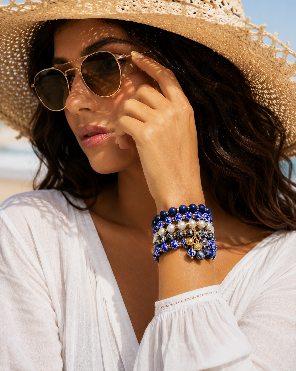 Coast Luxe Layered Natural Stone Bracelet Stack