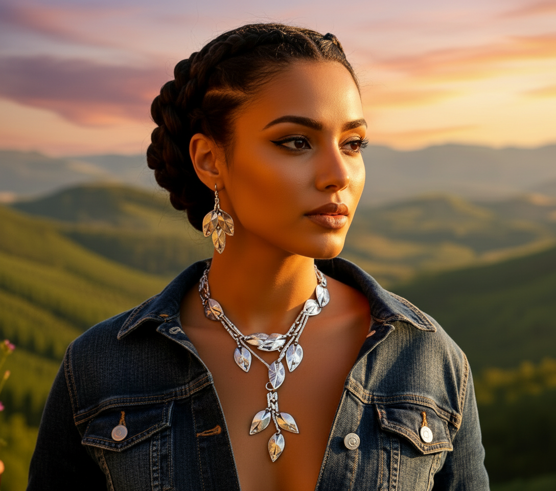 The earrings cascades gracefully, highlighting your neckline with brilliant shimmer. Paired with matching crystal necklace, it's perfect for evening. ZoharasVogue 