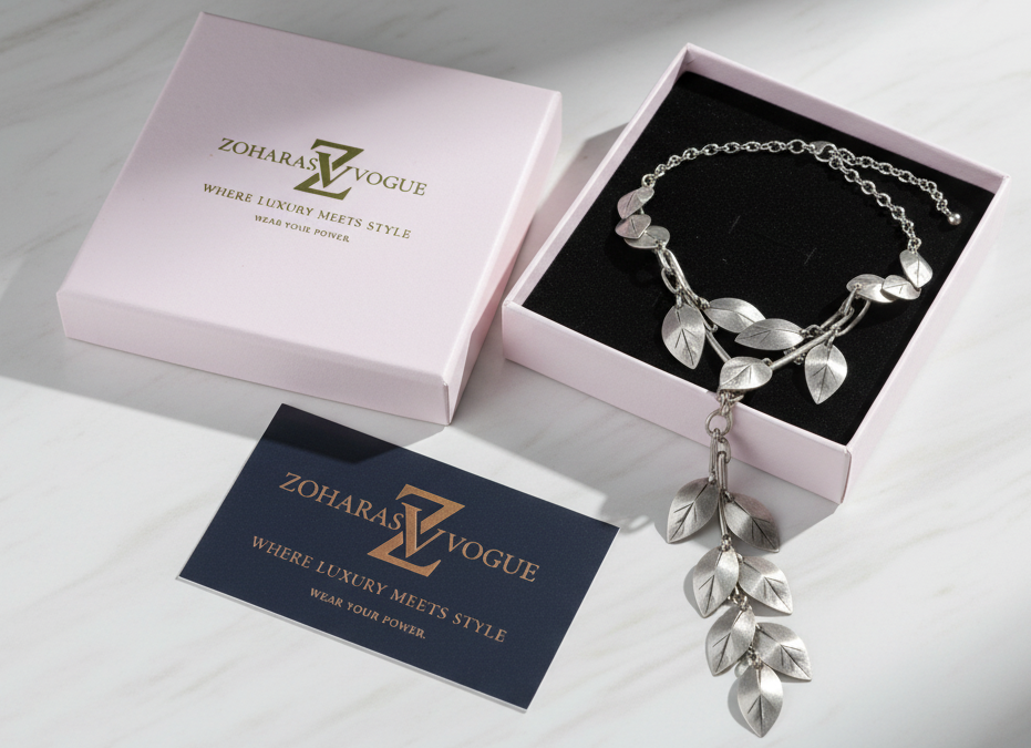 The Crystal Vine Luxe Necklace displayed in a premium velvet-lined jewelry box._ZoharasVogue
