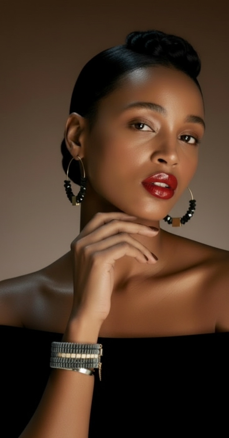 Eclat Gold Hoop Earrings_gold plated, hematite jewelry, artisan earrings, handcrafted jewelry, 18K gold hoops, statement earrings, made in New Jersey, modern jewelry, elegant women’s accessories, minimal luxe style. ZoharasVogue