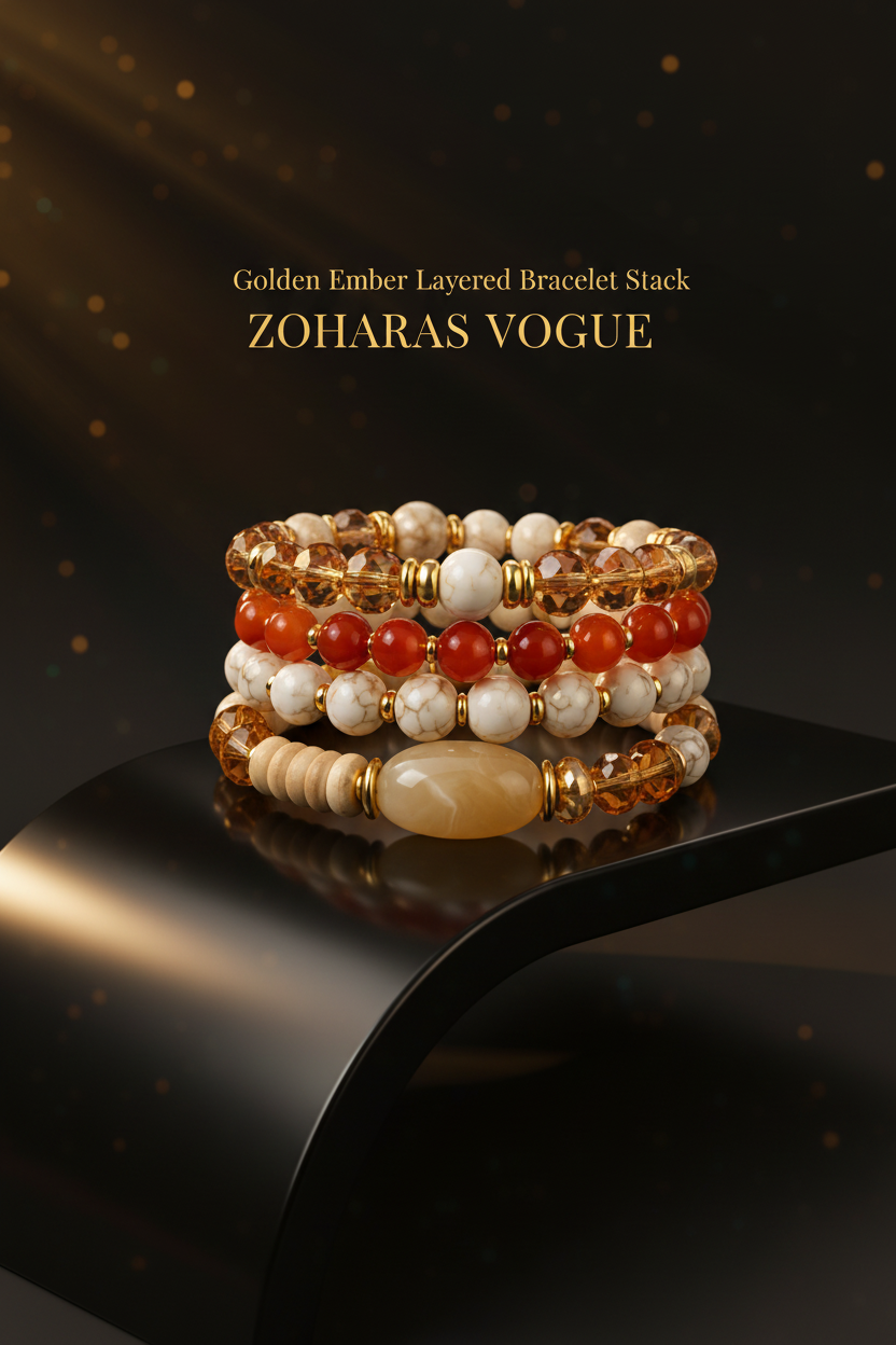 Golden Ember Layered Bracelet Stack