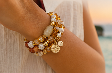 Golden Ember Layered Bracelet Stack