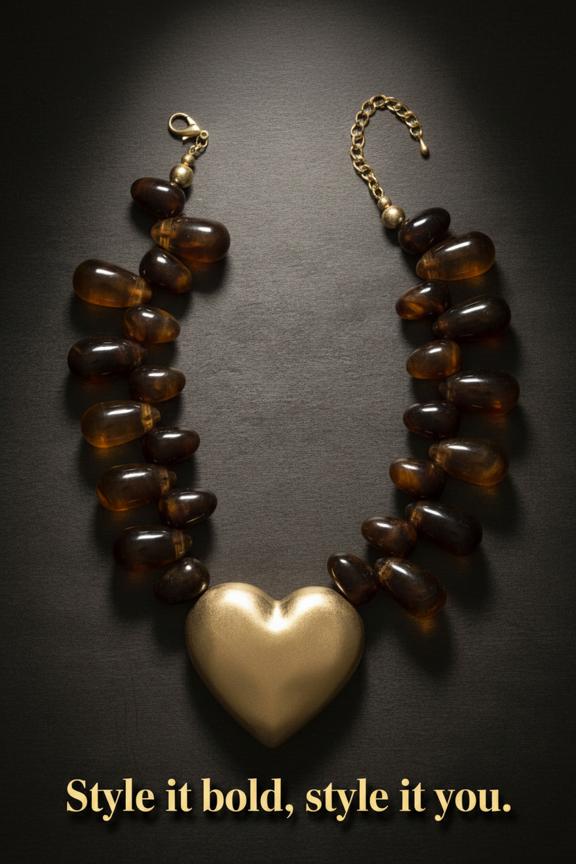 bold amber-toned statement necklace with layered beads and a textured oversized _ZoharasVogue 