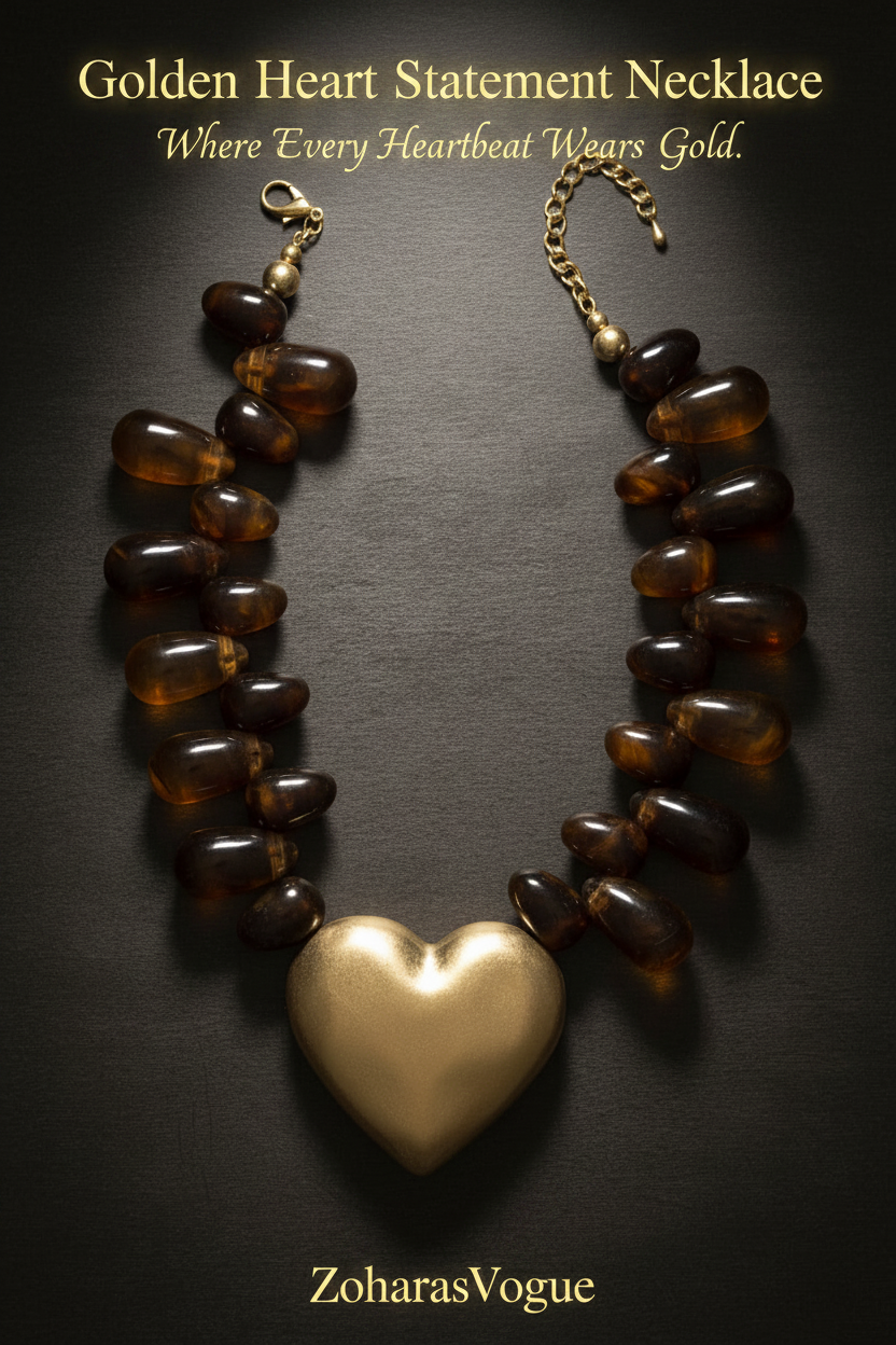 bold amber-toned statement necklace with layered beads and a textured oversized _ZoharasVogue 
