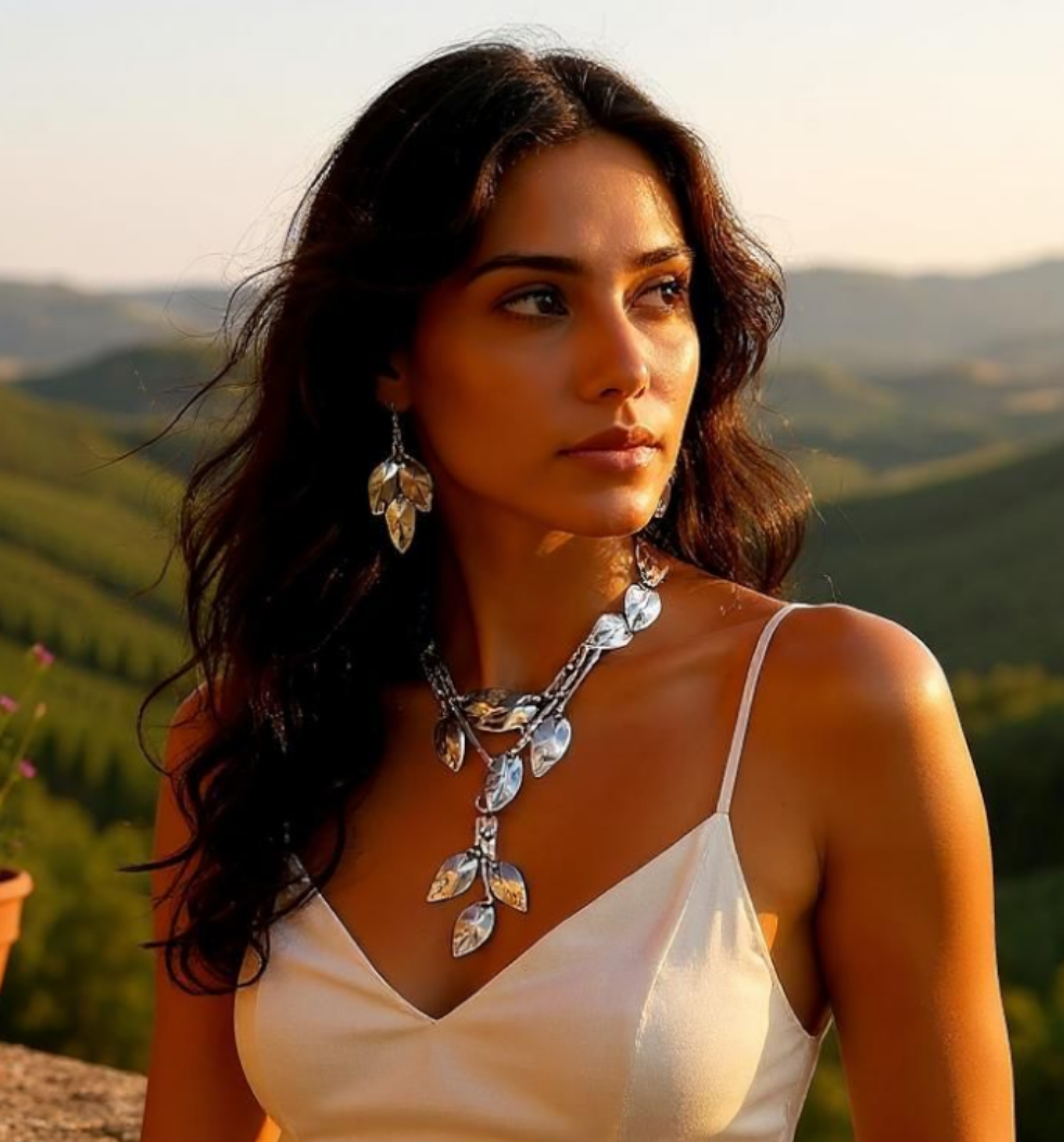 The earrings cascades gracefully, highlighting your neckline with brilliant shimmer. Paired with matching crystal necklace, it's perfect for evening. ZoharasVogue 