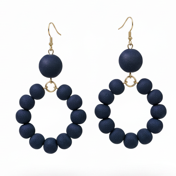 Indigo_Sari_Hoops_ Earrings, Sustainable Luxury, Indigo Blue Jewelry, Kantha Bead Hoops, Boho Chic Statement, Repurposed Sari Textile, Handmade Jewelry, Textile Arts. ZoharasVogue