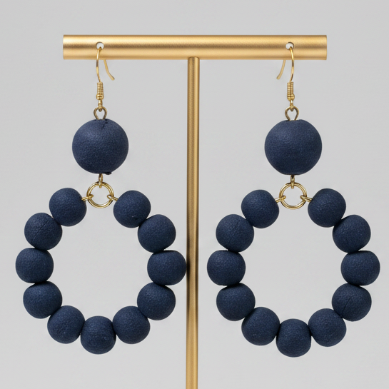 Indigo_Sari_Hoops_ Earrings, Sustainable Luxury, Indigo Blue Jewelry, Kantha Bead Hoops, Boho Chic Statement, Repurposed Sari Textile, Handmade Jewelry, Textile Arts. ZoharasVogue