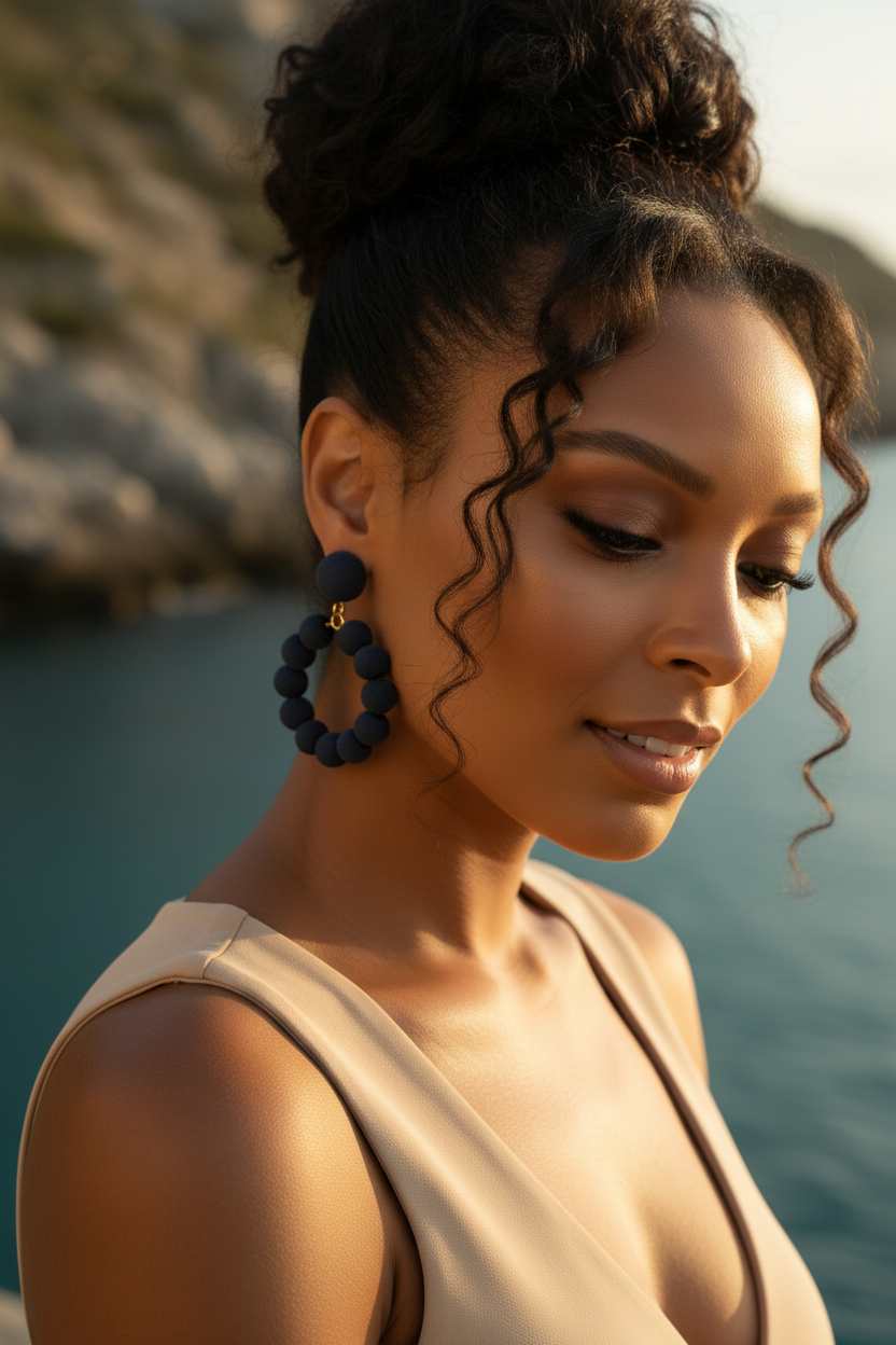 Indigo_Sari_Hoops_ Earrings, Sustainable Luxury, Indigo Blue Jewelry, Kantha Bead Hoops, Boho Chic Statement, Repurposed Sari Textile, Handmade Jewelry, Textile Arts. ZoharasVogue