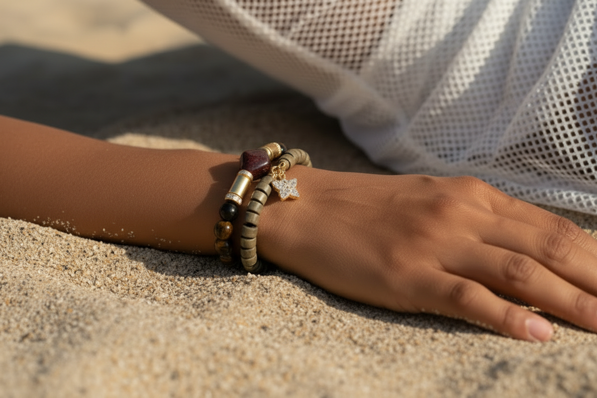 Irie Double Strand Tiger Eye & Hematite Beaded Bracelet - ZOHARAS VOGUE