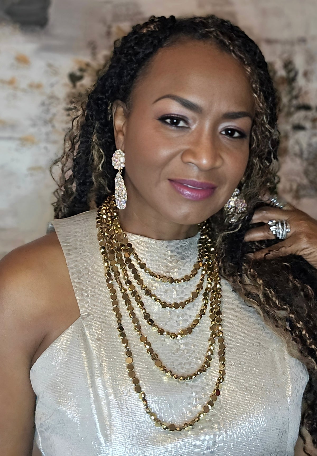 Isabella ZoLuxe Multi-Layer Golden Beads Bib Necklace featuring cascading golden acrylic beads in European-inspired layered design, statement fashion jewelry for women.