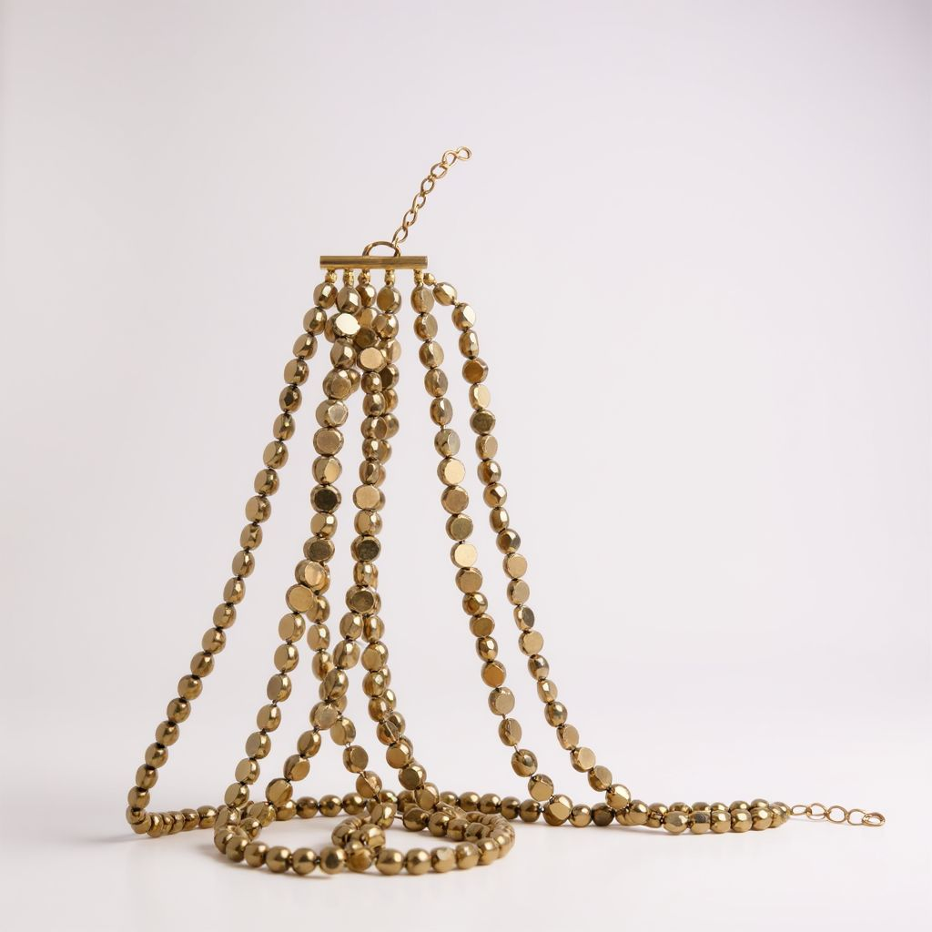 Isabella ZoLuxe Multi-Layer Golden Beads Bib Necklace featuring cascading golden acrylic beads in European-inspired layered design, statement fashion jewelry for women.