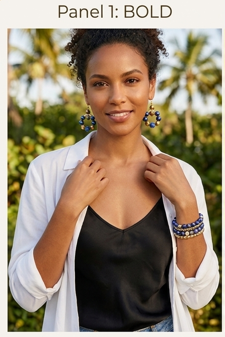 Lapis and Gold Statement Hoop Earrings