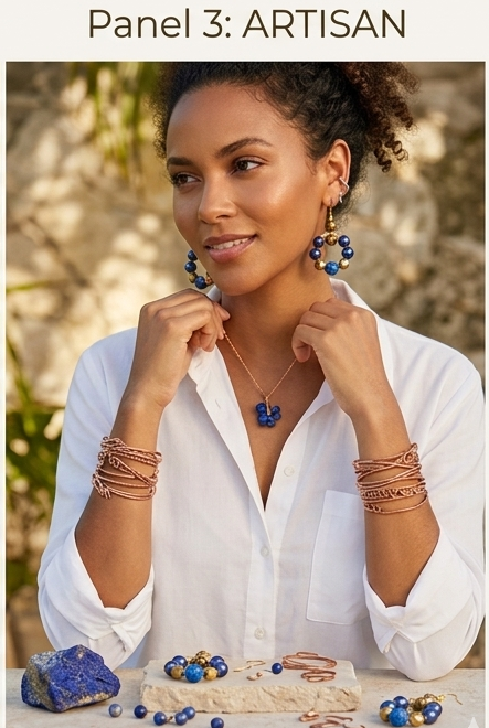 Lapis and Gold Statement Hoop Earrings