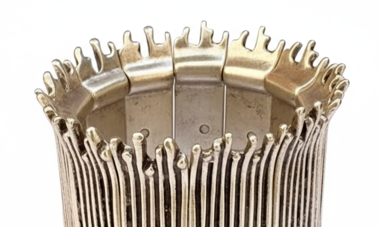 Metallic heat sink with fins on a white background_ZoharasVogue 