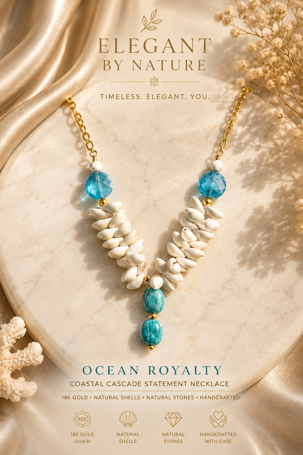 Ocean Royalty™ Coastal Cascade Statement Necklace