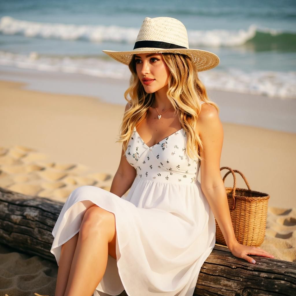 Straw sun hat with a basket weave pattern and wide brim. ZoharasVogue Collection