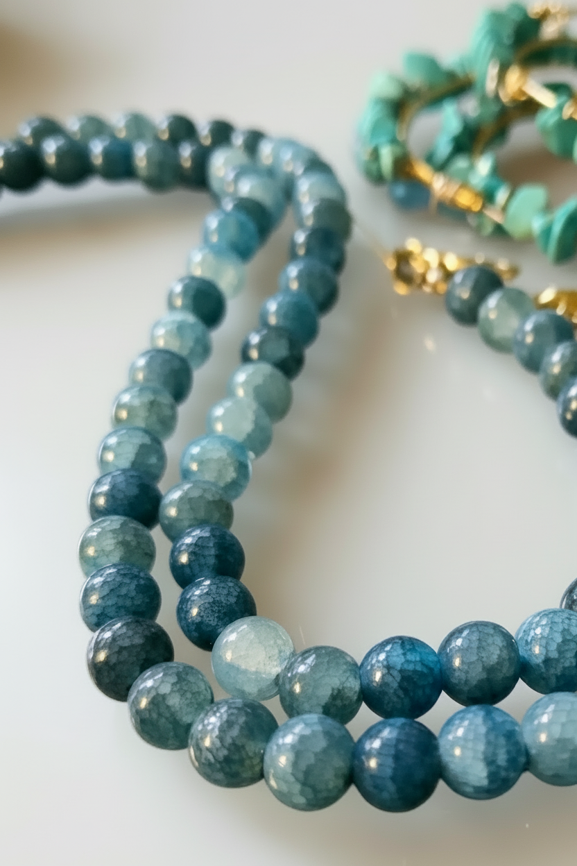 The Nyah Water Drop Necklace features a sculptural gold-tone beaded choker, lightweight CCB accents, and a geometric water-drop pendant. A vintage-inspired yet modern statement piece designed for bold, artistic styling. ZoharasVogue 