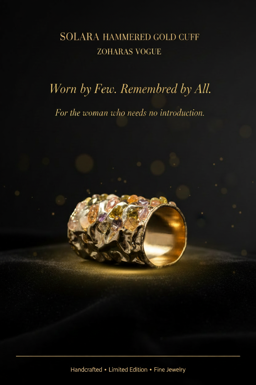 Solara Hammered Gold Cuff - ZOHARAS VOGUE