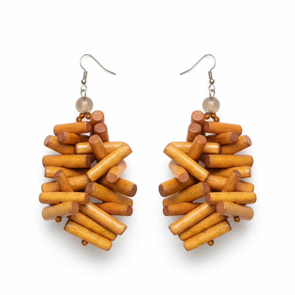 Uncompromised Earrings with textured natural elements and leaf detail, perfect for elegant high-fashion styling.ZoharasVogue