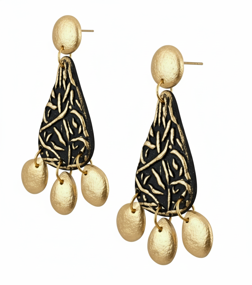 Unscripted Teardrop Earrings featuring bold patterned paper mâché design, lightweight statement earrings with artistic, modern appeal. ZoharasVogue