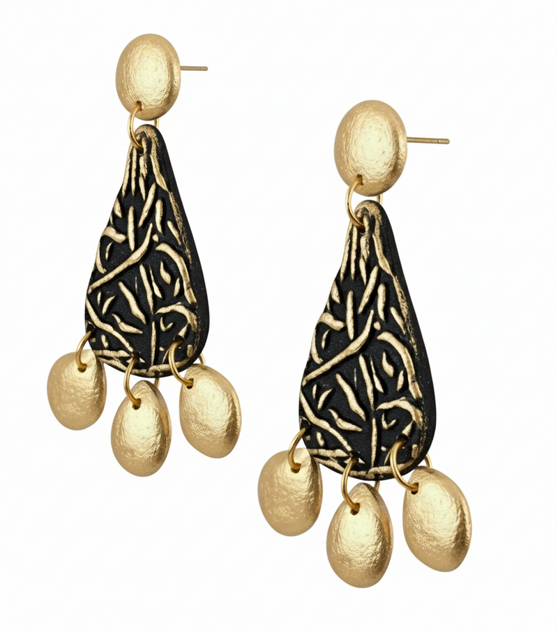 Unscripted Teardrop Earrings featuring bold patterned paper mâché design, lightweight statement earrings with artistic, modern appeal. ZoharasVogue