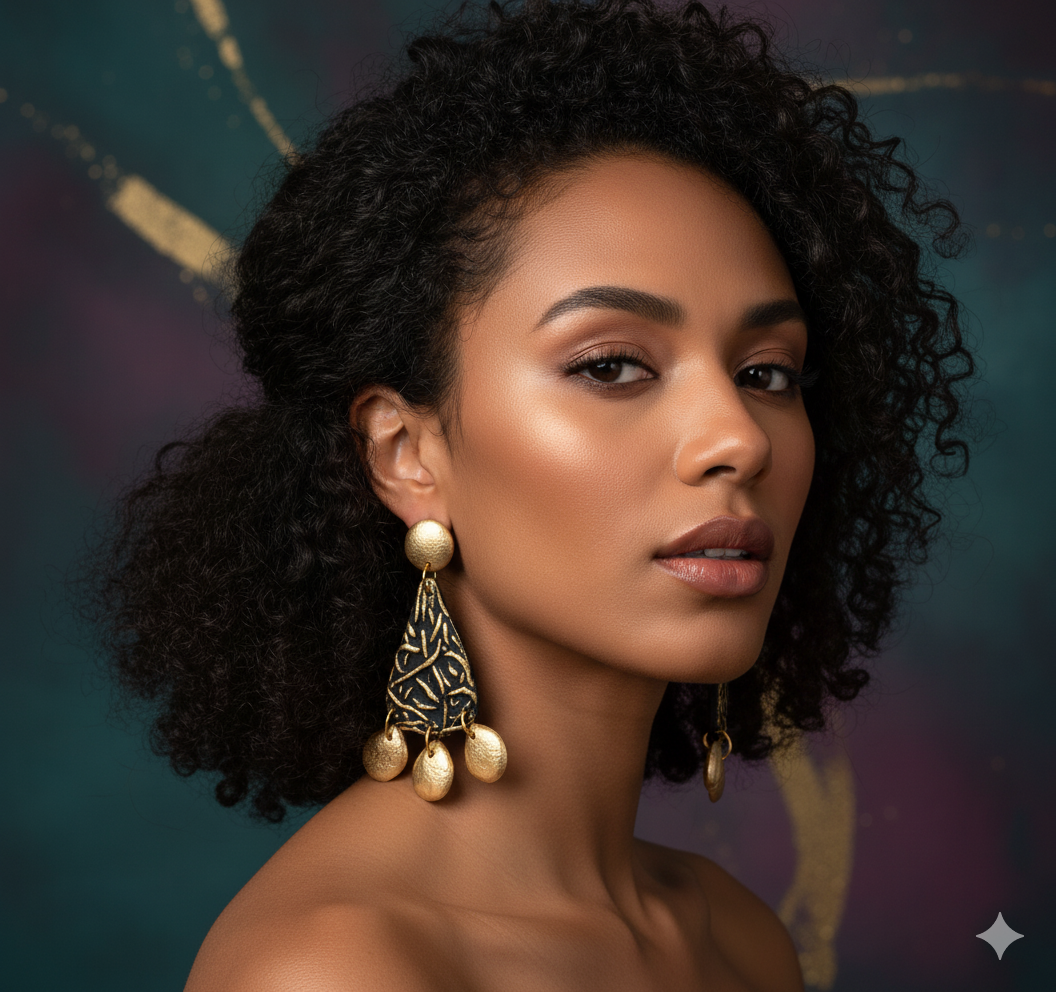 Unscripted Teardrop Earrings featuring bold patterned paper mâché design, lightweight statement earrings with artistic, modern appeal. ZoharasVogue