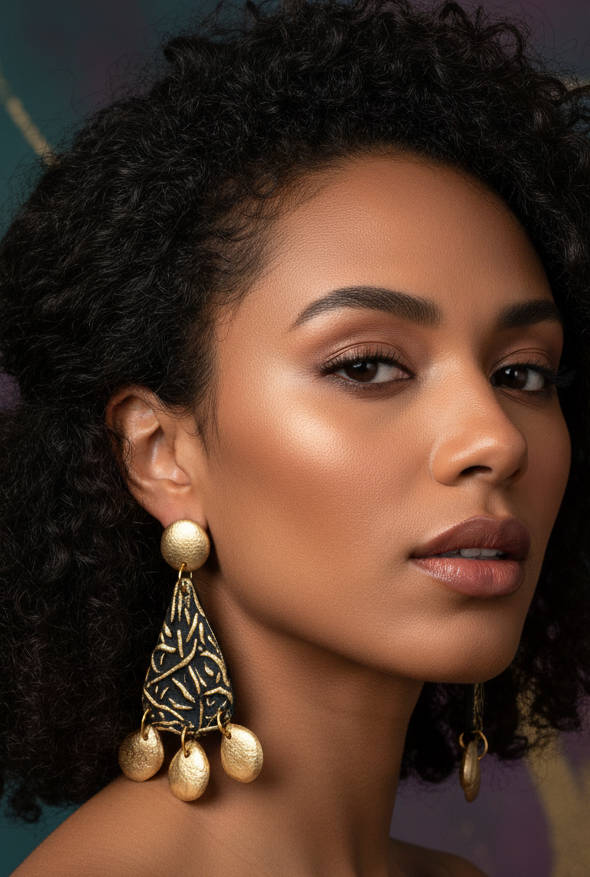 Unscripted Teardrop Earrings featuring bold patterned paper mâché design, lightweight statement earrings with artistic, modern appeal. ZoharasVogue