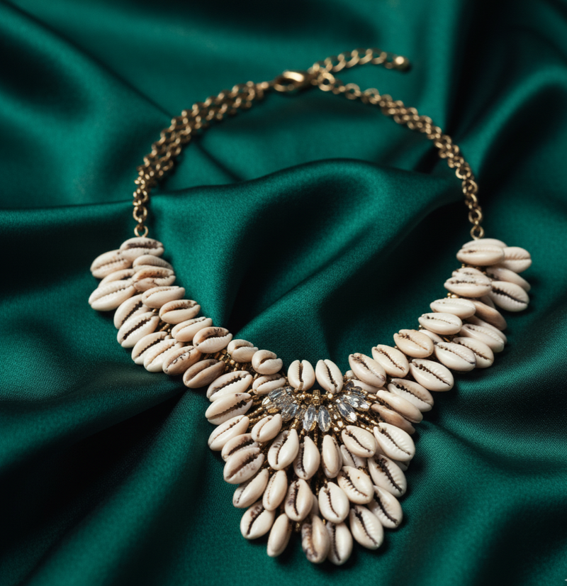 Untamed Necklace featuring layered natural shell pieces and warm earthy tones, exuding organic elegance and bold individuality. ZoharasVogue