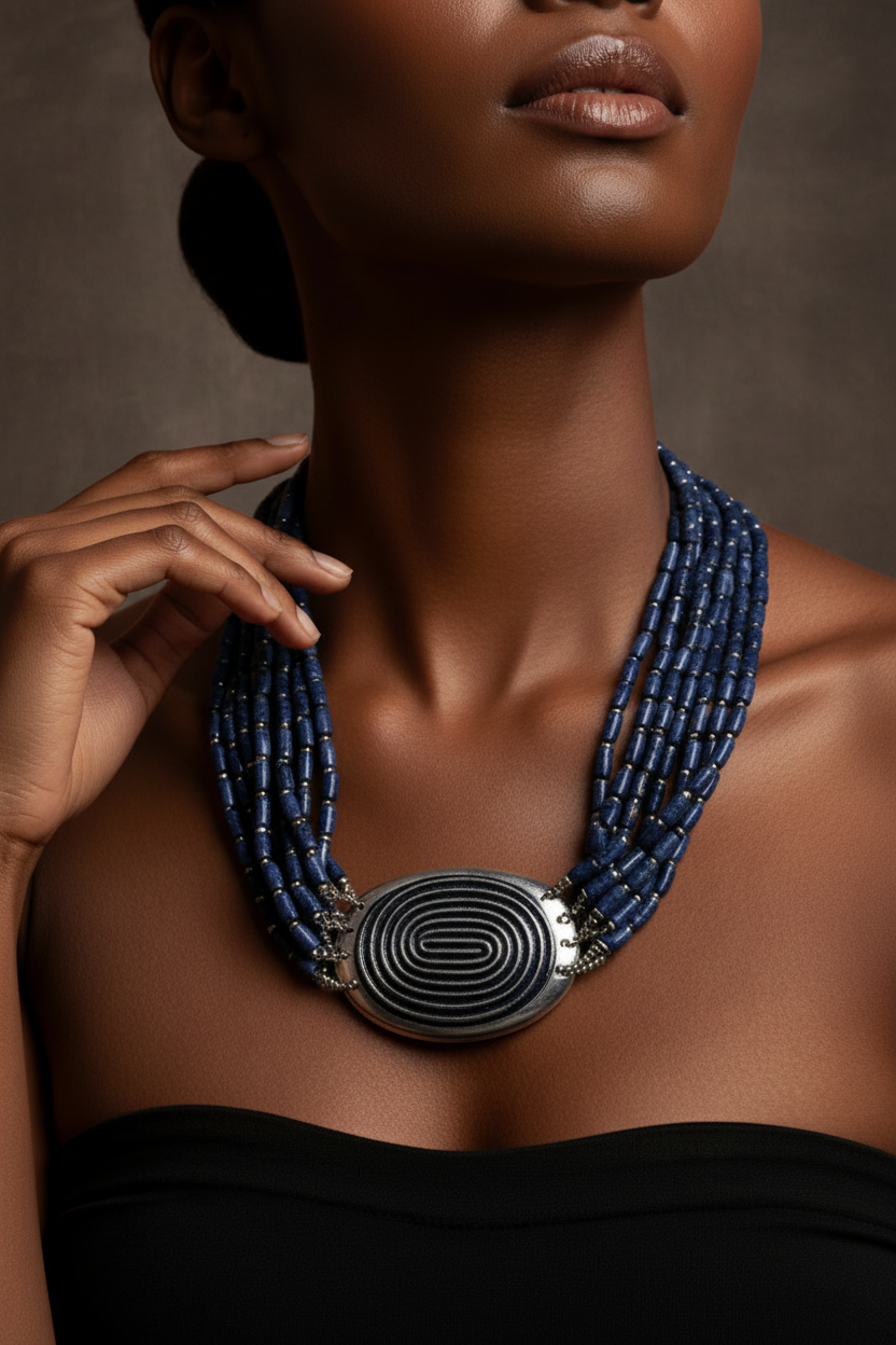 Model wearing The Unveiled Necklace - ZOHARAS VOGUE