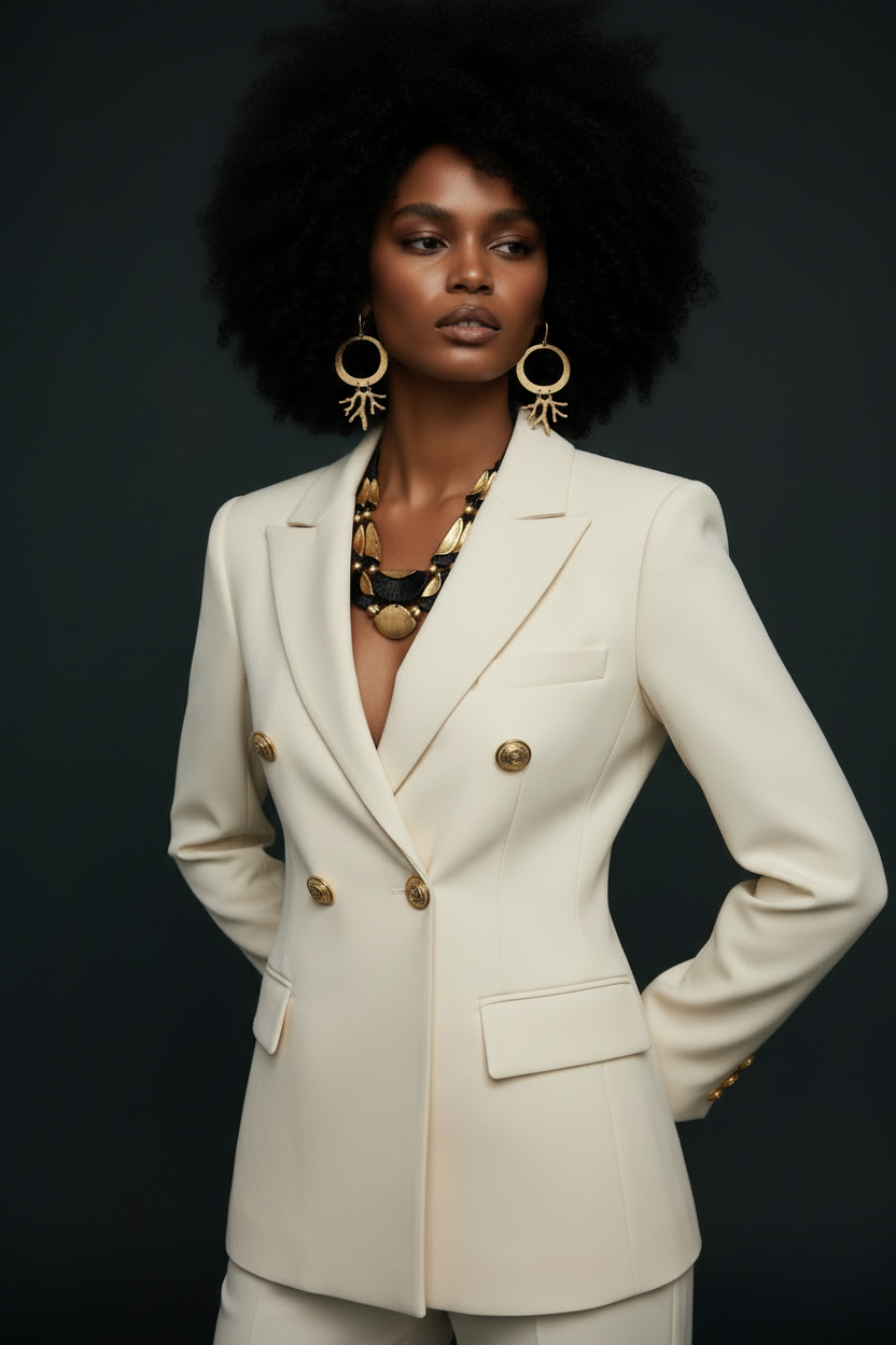 Unyielding Necklace featuring bold sculptural gold and black design with geometric accents, symbolizing strength and refined style. ZoharasVogue