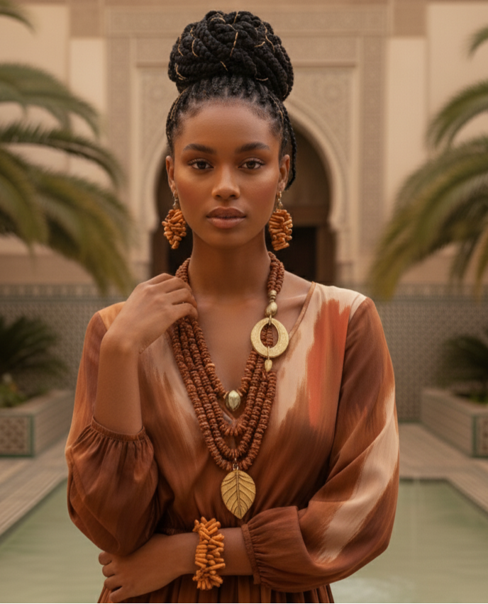 Uncompromised Bracelet with layered natural beads and signature leaf charm, a statement piece for bold sophistication. ZoharasVogue