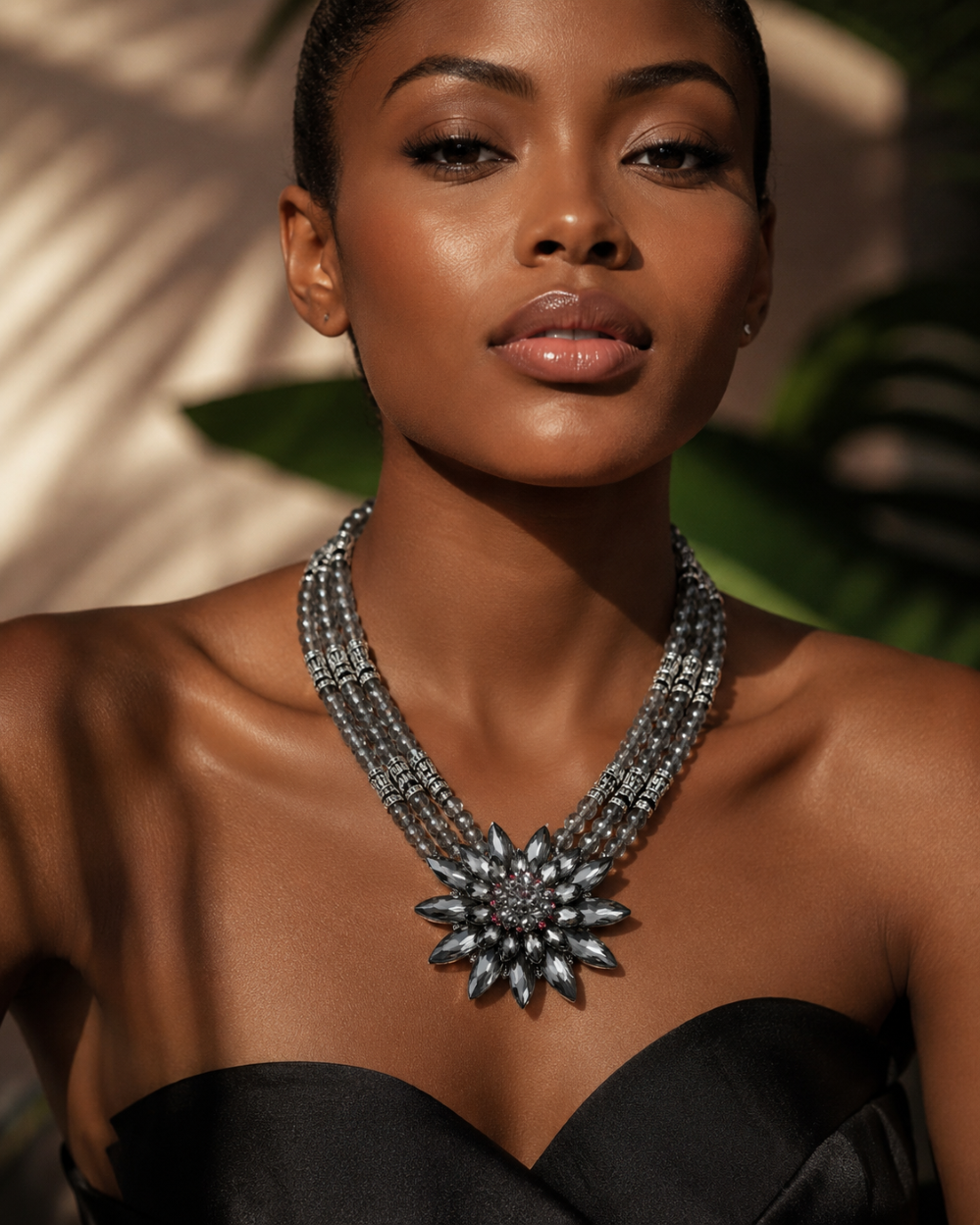 Valentina Noir Bloom Statement Necklace
