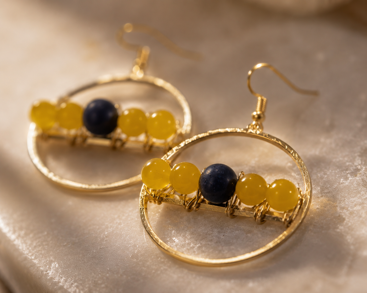 Lapis & Citrine Gold Hoop Earrings - ZOHARAS VOGUE