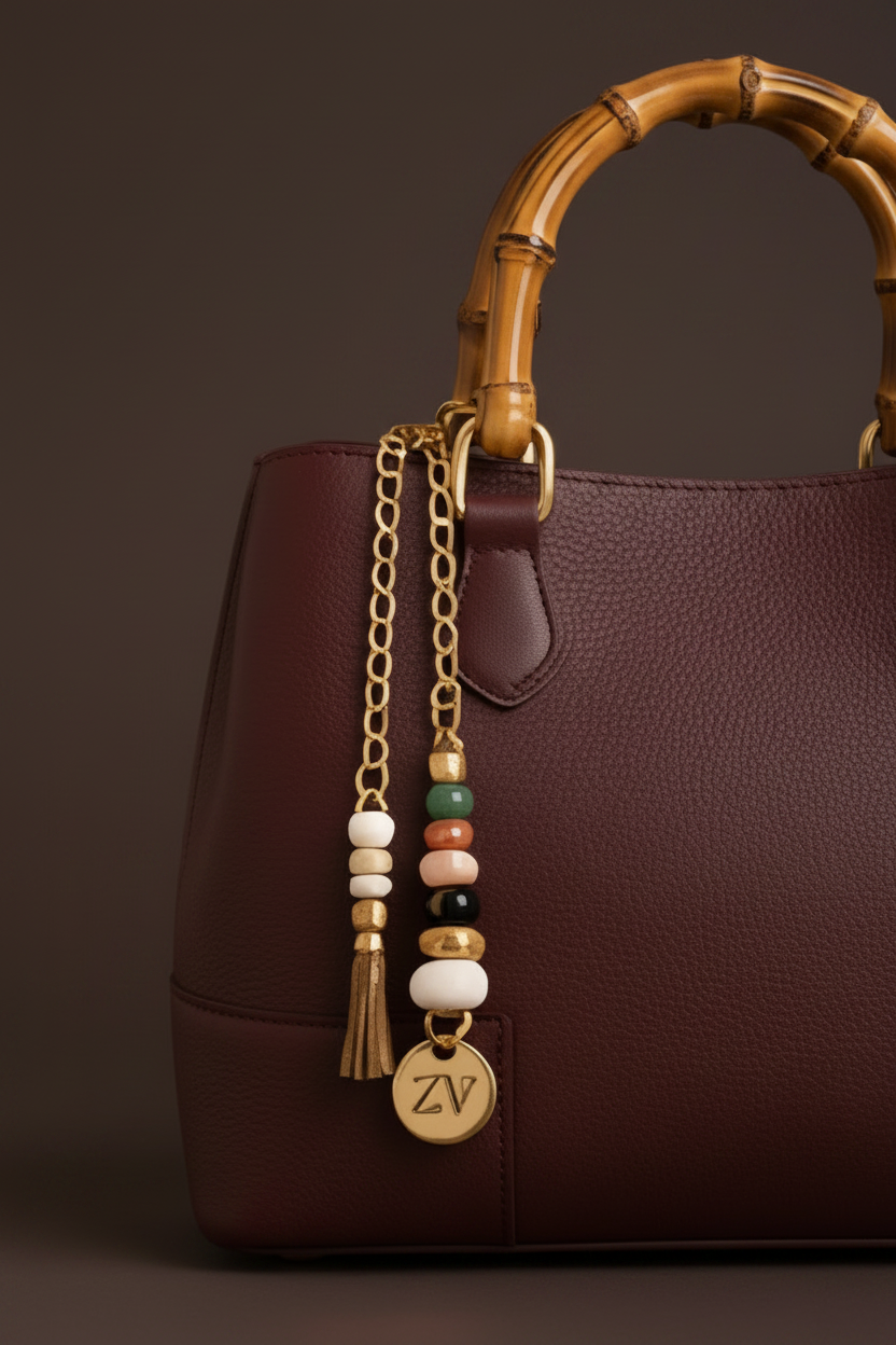 Valencia Rue Bag – handcrafted Italian calfskin leather handbag with bamboo handles, light gold hardware, and bamboo clasp closure, featuring dual compartments and an adjustable shoulder strap for refined everyday elegance.