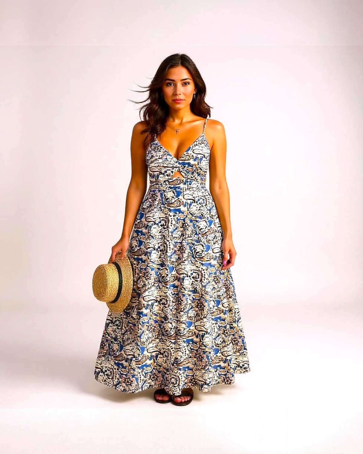 Paisley Twist Boho Midi Dress