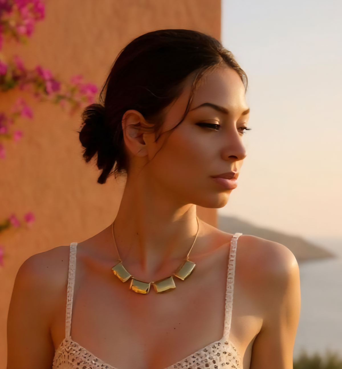 PARISIAN Charm Necklace waterproof, tarnish-free stunner features a sleek geometric pendant on a modern collar chain.