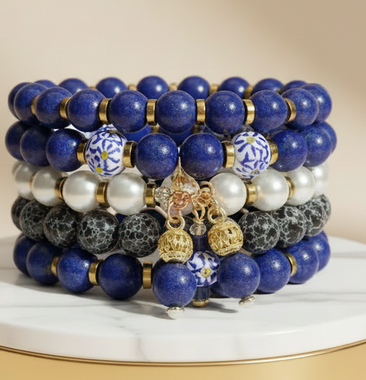 Coast Luxe Layered Natural Stone Bracelet Stack