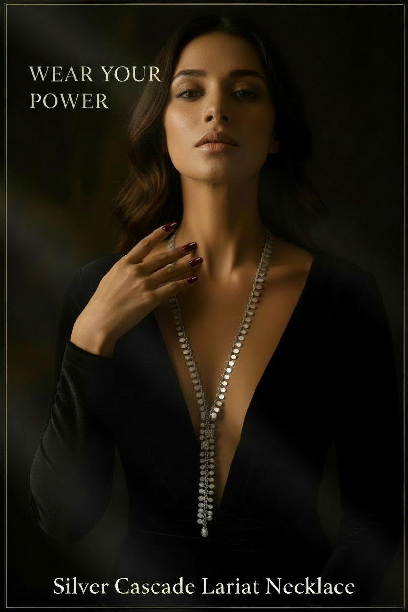 Silver Cascade Lariat Necklace - ZOHARAS VOGUE