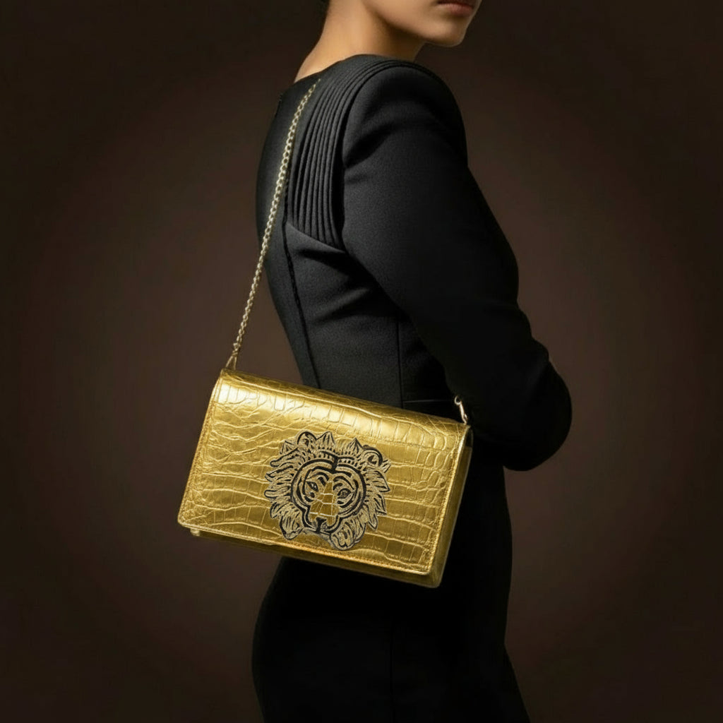 Zoharas Regal -  Metallic Lion Gold Clutch