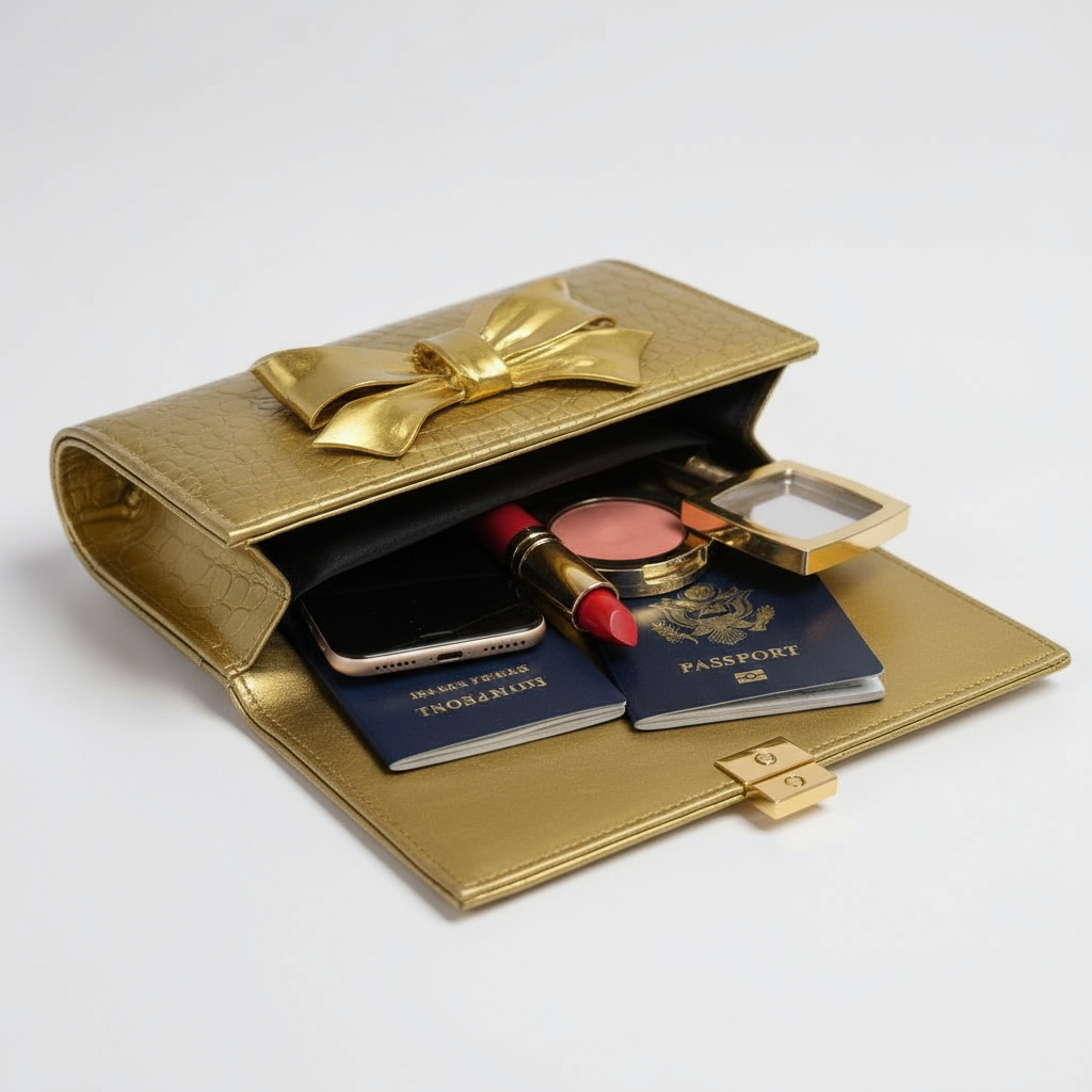 Zoharas Regal - Metallic Gold Croc Clutch