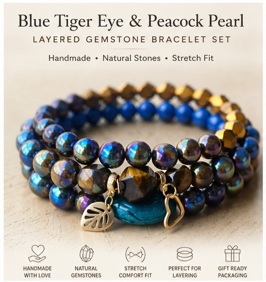 Tiger-Eye and Peacock Pearl Bracelet - ZOHARAS VOGUE
