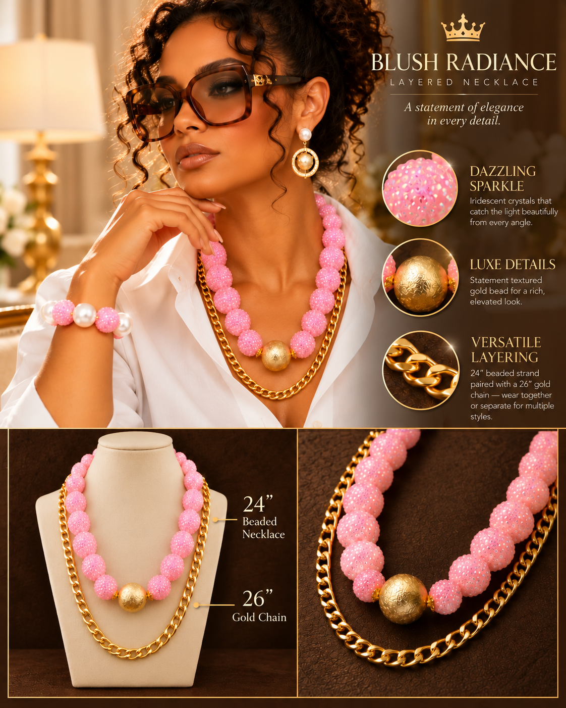 Blush Radiance Layered Necklace